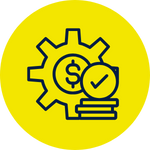 Financial flexibility in modular power—gear with dollar coin and shield, showing TCO risk reduction for data centres.