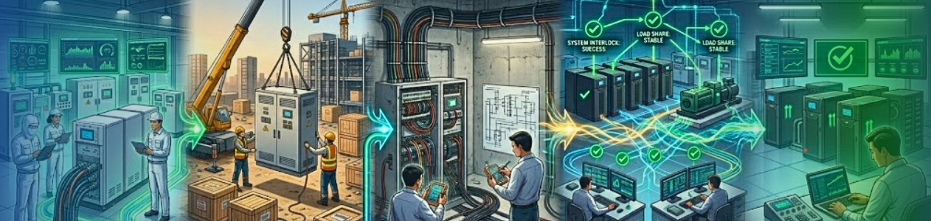 Integrated critical power infrastructure including UPS, generators and monitoring systems in a data centre
