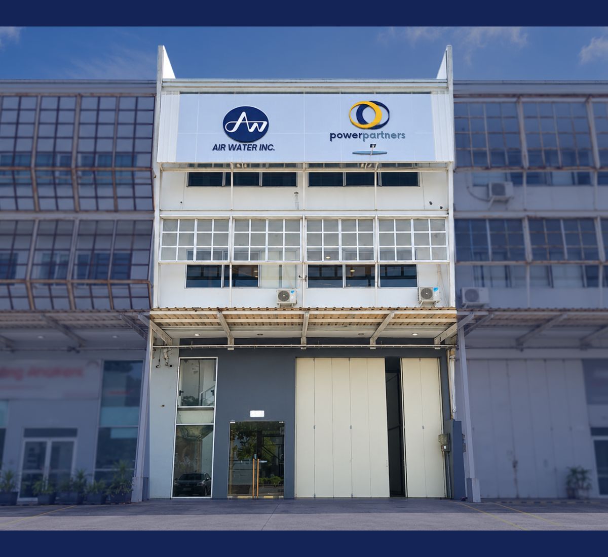 Front exterior of the Power Partners Indonesia office and warehouse in Lippo Cikarang