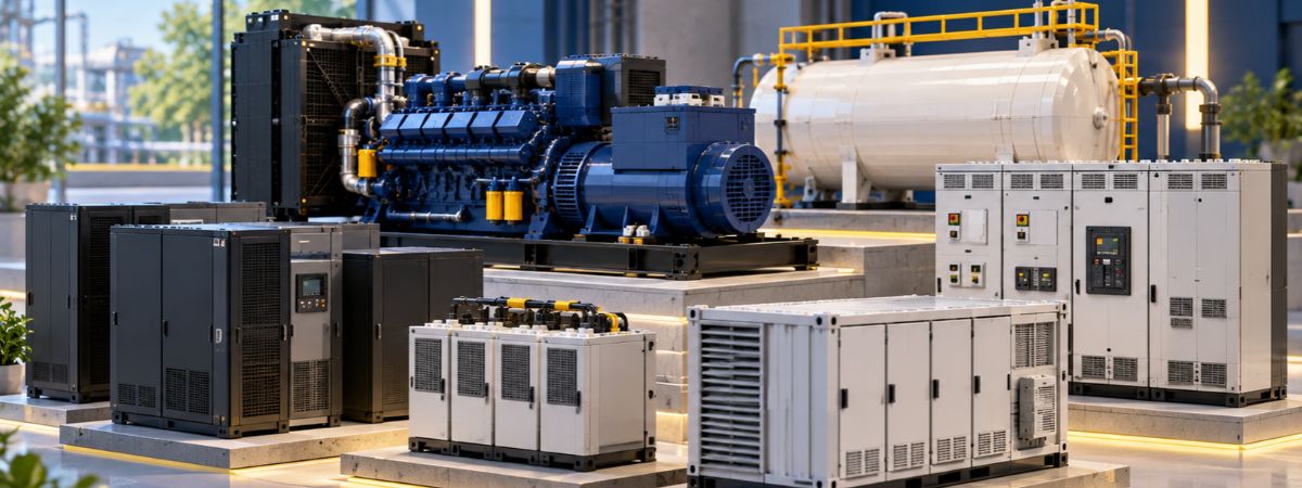Illustration of power generation equipment and critical power supply options